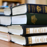 A stack of Jewish books